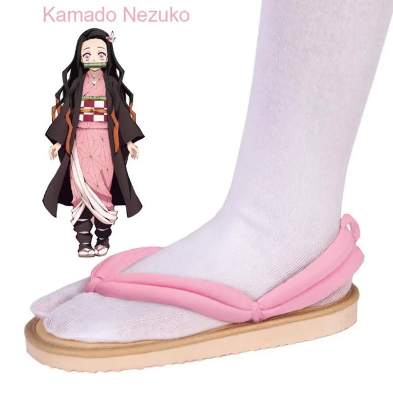 Anime Cosplay Tanjirou Kamado Nezuko Geta Clogs Demon Slayer:Kimetsu No Yaiba Sandals Shoes Agatsuma Zenitsu Flip Flop