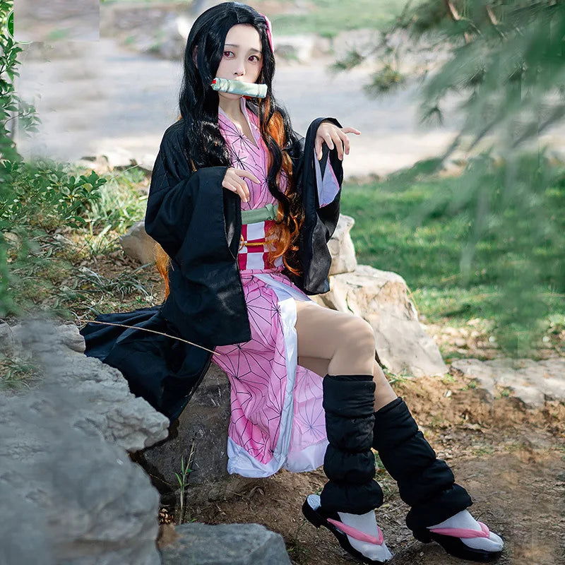 Anime Demon Slayer Kimetsu no Yaiba Kamado Nezuko Costume Cosplay Earrings Figure Mask Keychain Shoes Wig Tooth Adult Kids Women - Macchar Cosplay Catalogue -