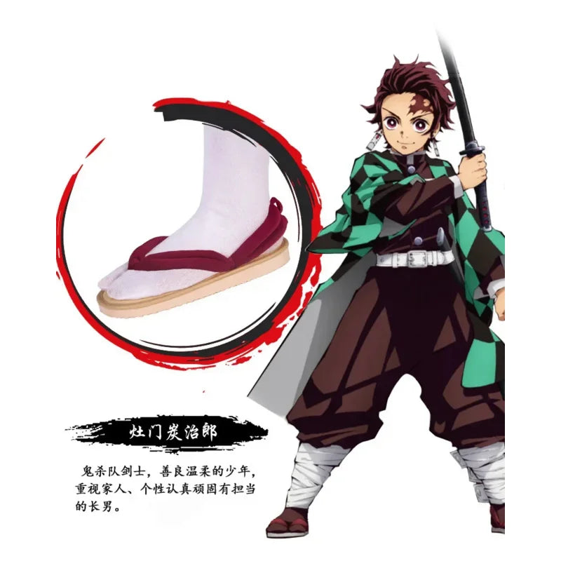 EUR Size Demon Slayer Cosplay Shoes Kimetsu No Yaiba Kamado Tanjirou Clogs Sandals Kamado Nezuko Geta Kochou Shinobu
