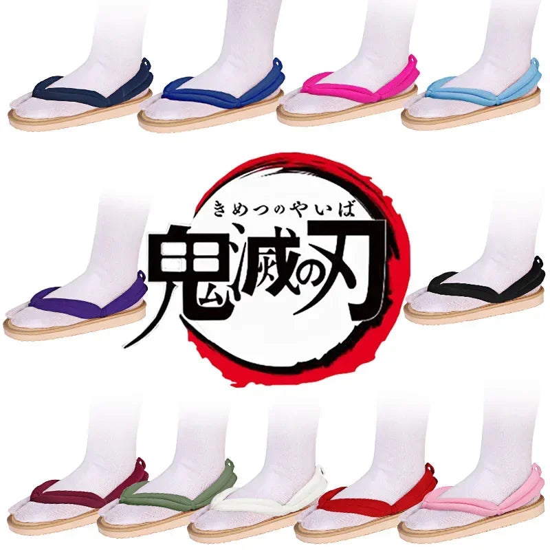 EUR Size Demon Slayer Cosplay Shoes Kimetsu No Yaiba Kamado Tanjirou Clogs Sandals Kamado Nezuko Geta Kochou Shinobu