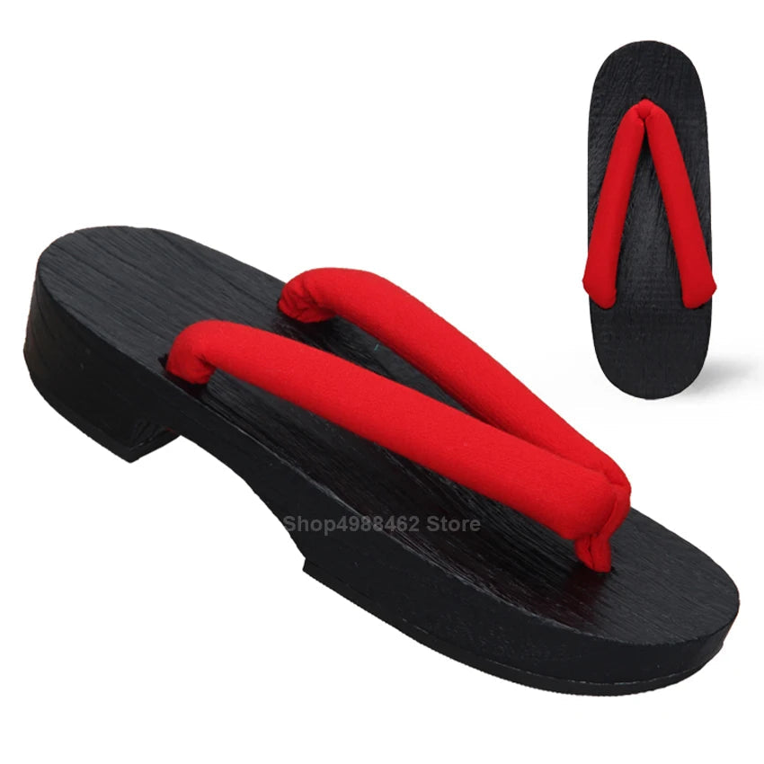 Japanese Geta Clogs Kamado Tanjirou Halloween Anime Demon Slayer:kimetsu No Yaiba Cosplay Slippers Samurai Wooden Sandals Shoes - Macchar Cosplay Catalogue -