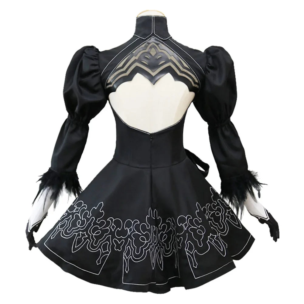 NieR:Automata 2B Cosplay Anime Costume Black Dress Fantasia Outfits Halloween Carnival Party Disguise Role Play Suit For Girls | Macchar Cosplay Catalogue