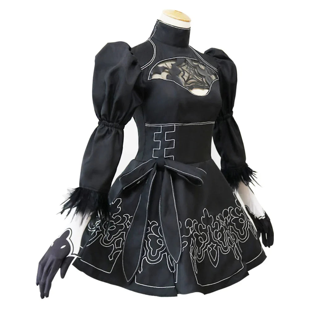 NieR:Automata 2B Cosplay Anime Costume Black Dress Fantasia Outfits Halloween Carnival Party Disguise Role Play Suit