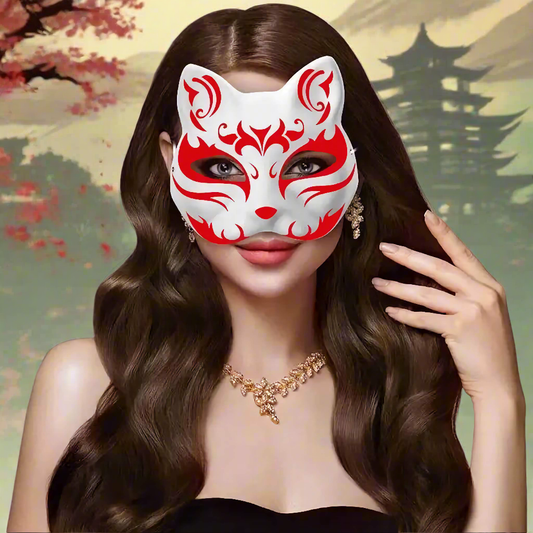 1/3/5Pcs Japanese Mask Half Face Hand-painted Cat Fox Mask Anime Demon Slayer Masquerade Halloween Festival Cosplay Prop | Cosplay Masks | Anime, Hand-painted, Japanese Mask | Macchar Cosplay Catalogue