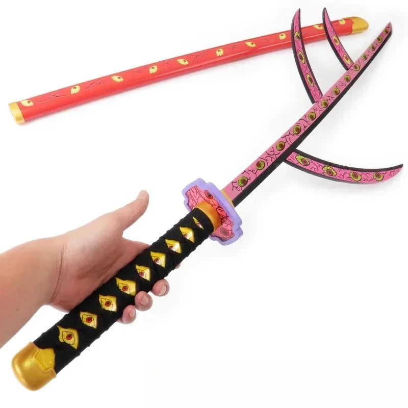 104cm Demon Slayer Kokushibo Katana Anime Kimetsu No Yaiba Kokushibo Cosplay Prop Ninja Japanese Samurai Sword Wooden