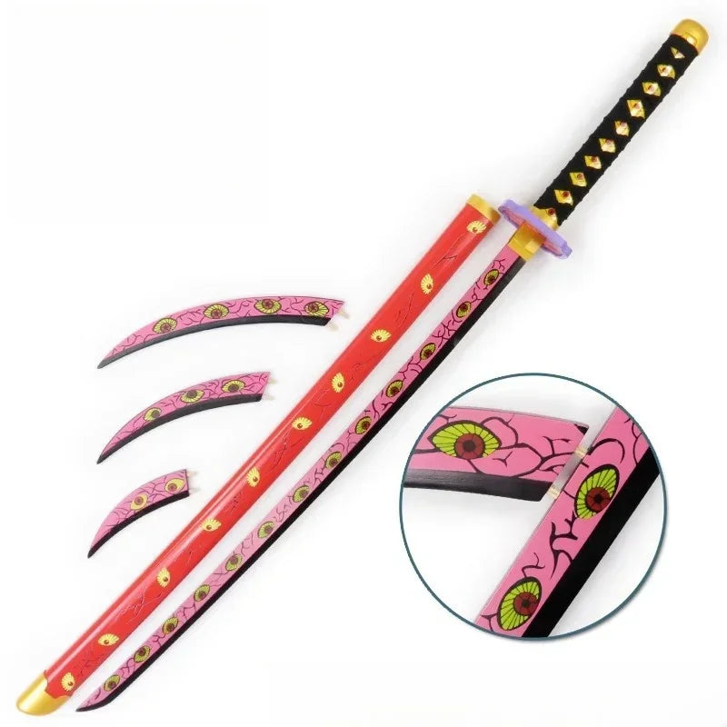 104cm Demon Slayer Kokushibo Katana Anime Kimetsu No Yaiba Kokushibo Cosplay Prop Ninja Japanese Samurai Sword Wooden