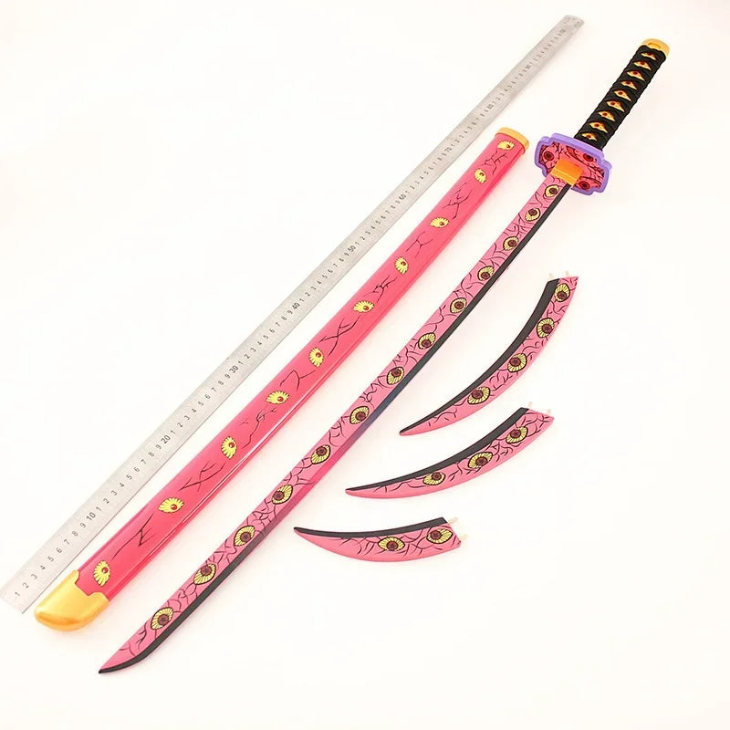 104cm Demon Slayer Kokushibo Katana Anime Kimetsu No Yaiba Kokushibo Cosplay Prop Ninja Japanese Samurai Sword Wooden
