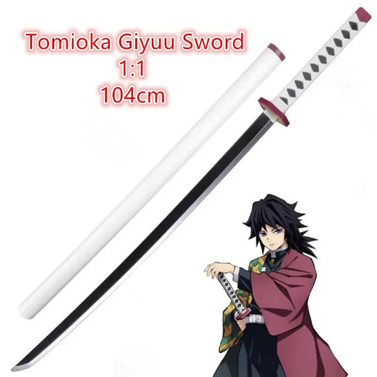 104cm Tomioka Giyuu katana 1:1 Demon Slayer Cosplay Sword Anime Ninja Knife Kimetsu no Yaiba Sword Weapon PU Prop Model | Macchar Cosplay Catalogue