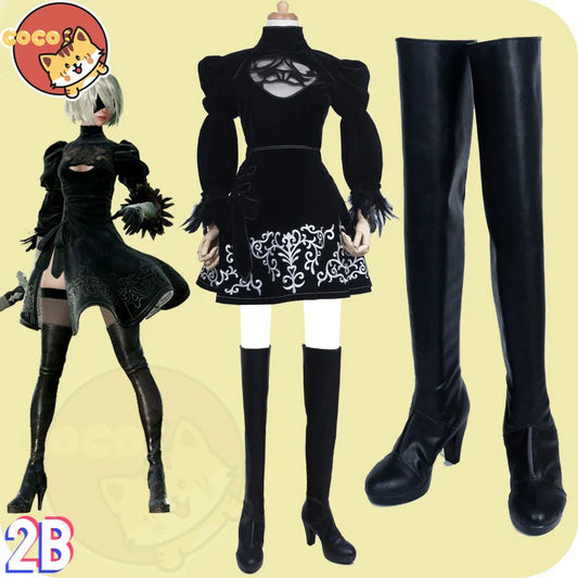 2B Cosplay Shoes Game NieR:Automata 2B Cosplay 2B Shoes Black High Heels Unisex Role Play Any Size Shoes CoCos | Macchar Cosplay Catalogue