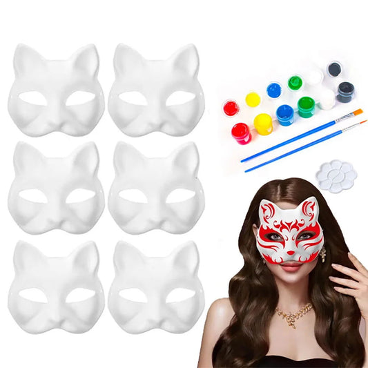 5/10Pcs Japanese Mask Half Face Hand-painted Cat Fox Mask Anime Demon Slayer Masquerade Halloween Festival Cosplay Prop | Macchar Cosplay Catalogue