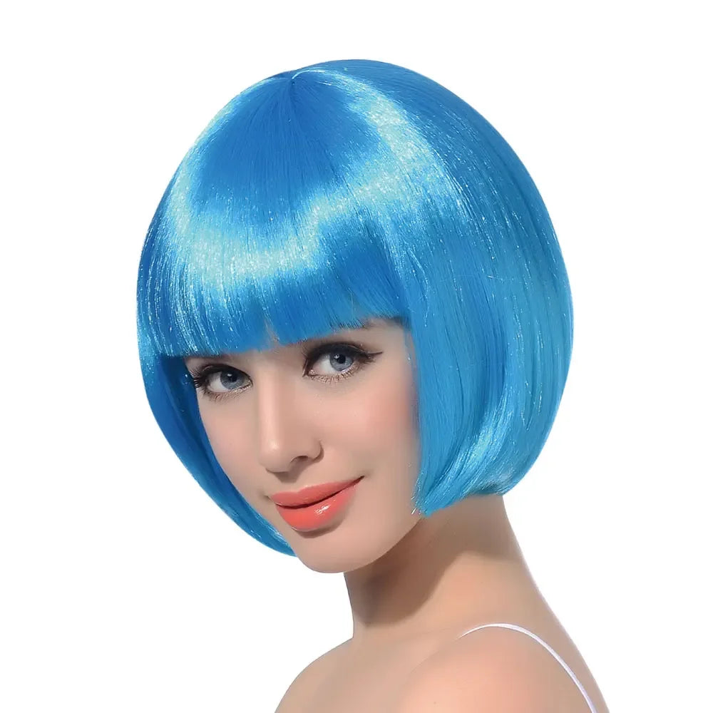 10" Synthetic Bob Wig with Bangs for Black Women - Natural Look, Vibrant Colors for Cosplay & Everyday Style