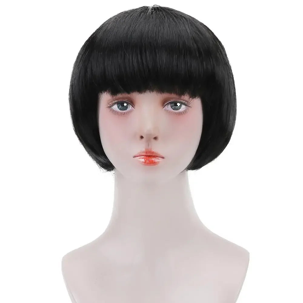 10" Synthetic Bob Wig with Bangs for Black Women - Natural Look, Vibrant Colors for Cosplay & Everyday Style