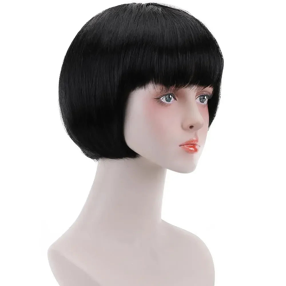 10" Synthetic Bob Wig with Bangs for Black Women - Natural Look, Vibrant Colors for Cosplay & Everyday Style