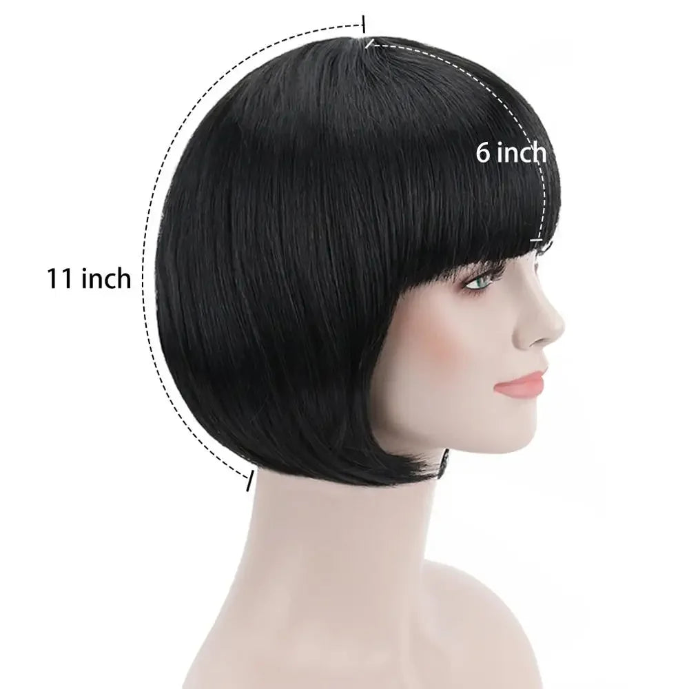 10" Synthetic Bob Wig with Bangs for Black Women - Natural Look, Vibrant Colors for Cosplay & Everyday Style