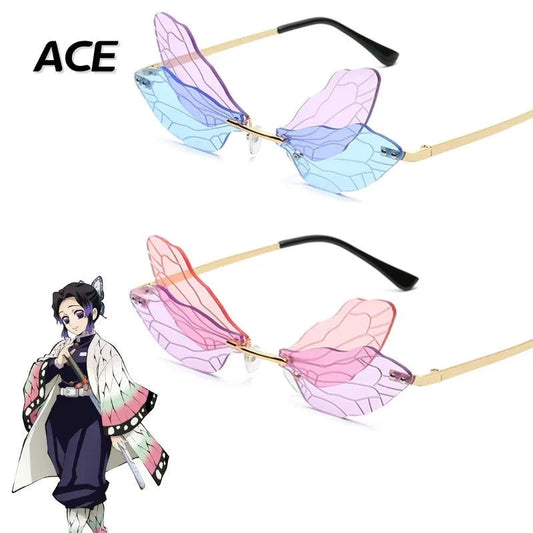 ACE Anime Demon Slayer Sunglasses Kochou Shinobu Cosplay Butterfly Fashion Gothic Punk Glasses Unisex Eyewear Props Accessories | Macchar Cosplay Catalogue