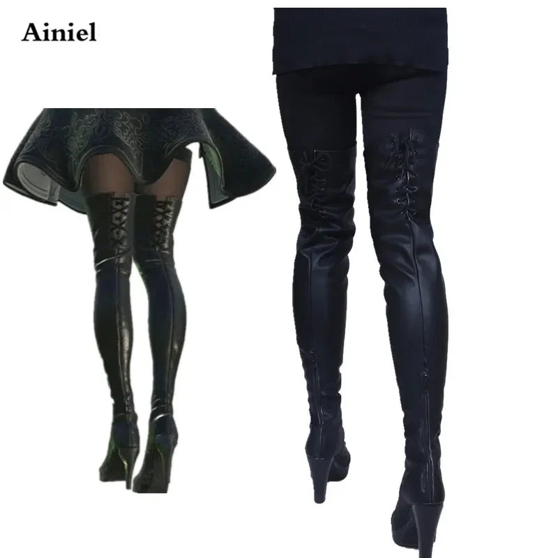 Ainiel  NieR: Automata YoRHa No.2 Type B Cosplay Shoes 2B Cosplay Boots for Women Girl Halloween High Heels Shoes Custom made | Macchar Cosplay Catalogue