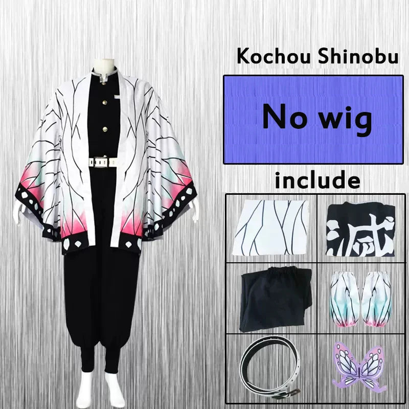 Anime Demon Slayer Cosplay Costume Kochou Shinobu Wig Kimono Uniform Kimetsu No Yaiba Haori Cloak Suits Party For Child Adult - Macchar Cosplay Catalogue  - 