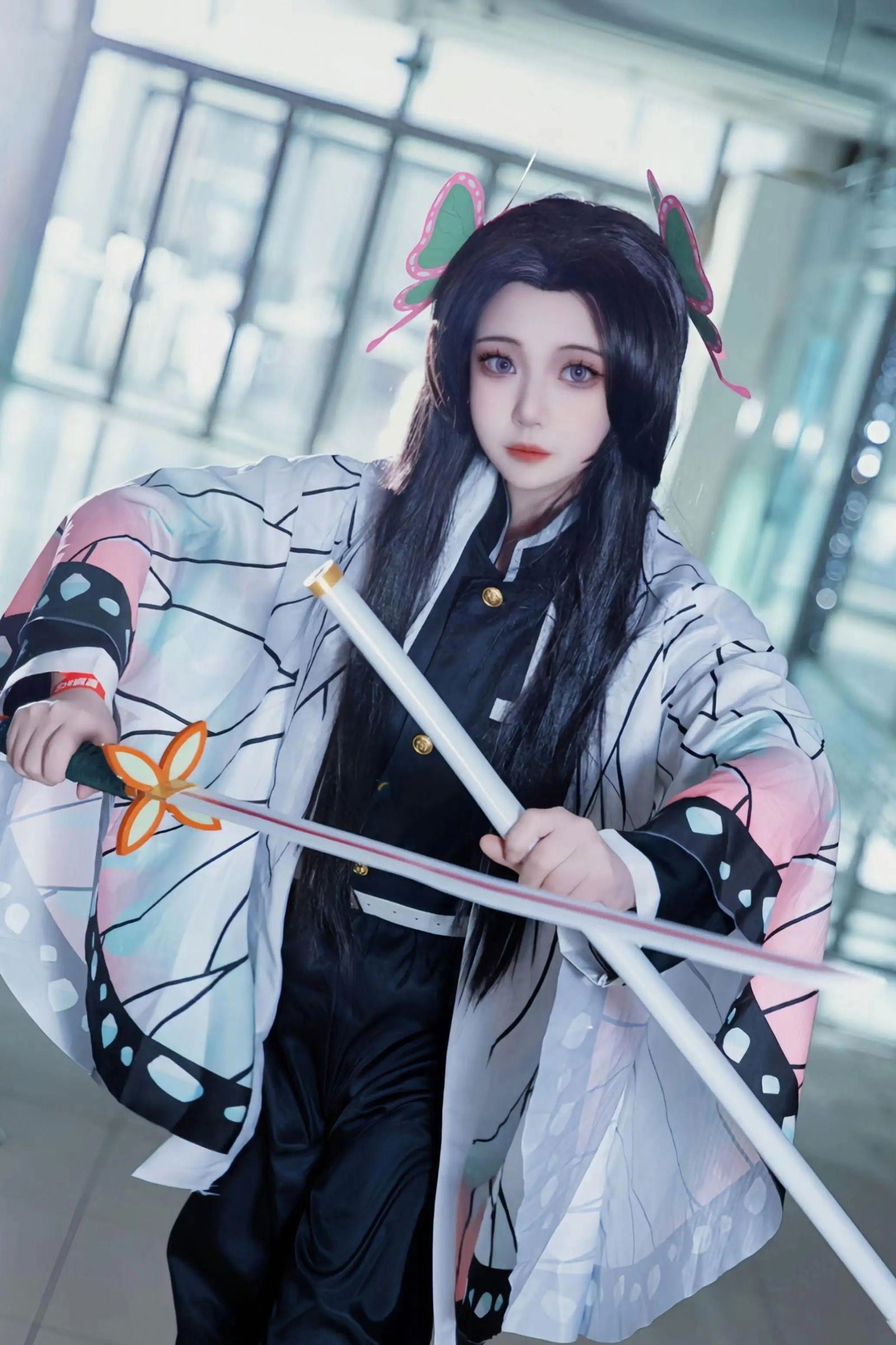 Anime Demon Slayer Cosplay Costume Kochou Shinobu Wig Kimono Uniform Kimetsu No Yaiba Haori Cloak Suits Party For Child Adult - Macchar Cosplay Catalogue  - 