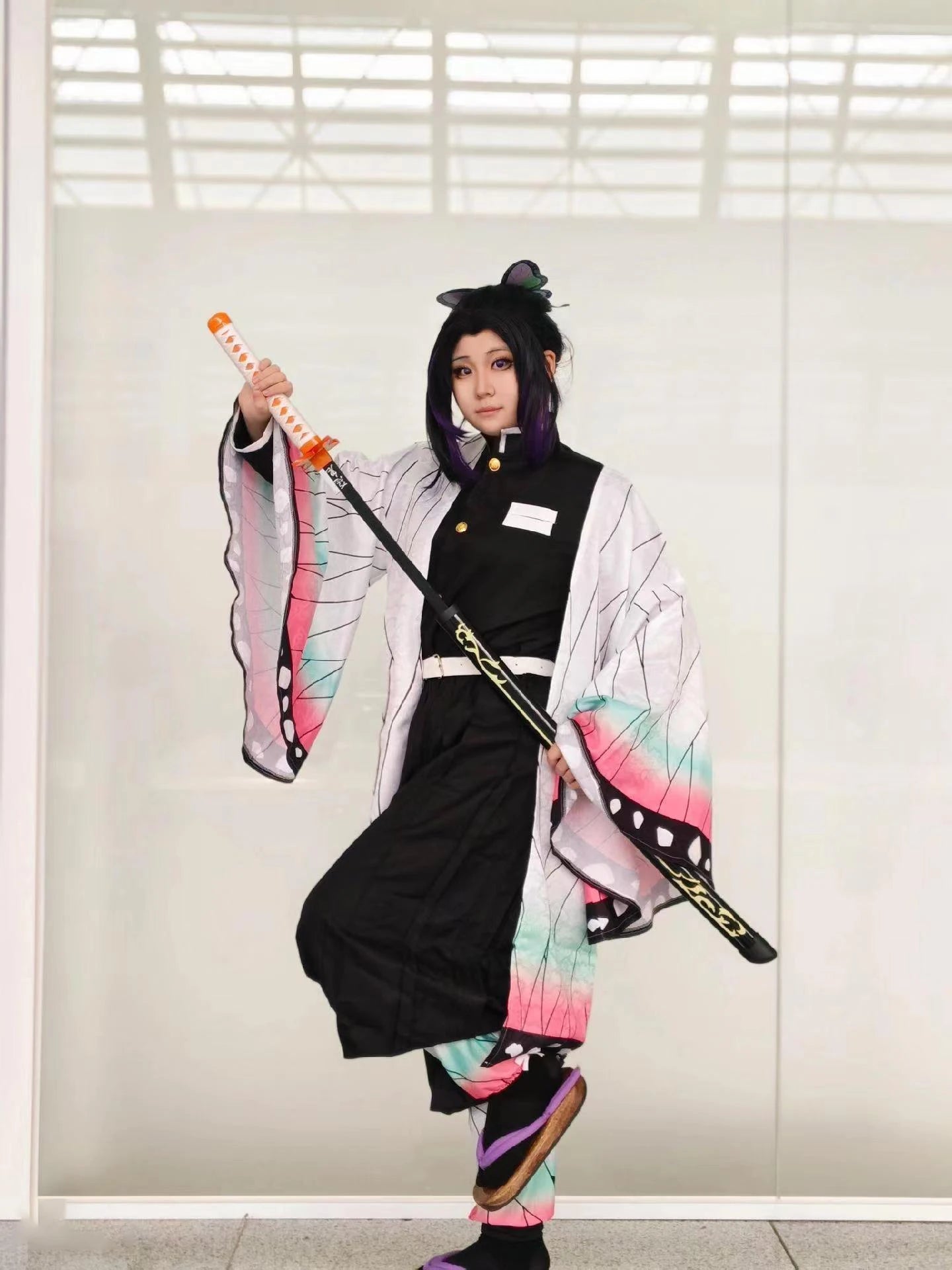 Anime Demon Slayer Cosplay Costume Kochou Shinobu Wig Kimono Uniform Kimetsu No Yaiba Haori Cloak Suits Party For Child Adult - Macchar Cosplay Catalogue  - 