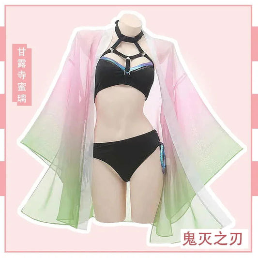 Anime Demon Slayer Kanroji Mitsuri Swimsuit Kochou Shinobu Cardigan Swimsuit Set Summer Bikini Beach Cosplay Costume Swimsuit | Macchar Cosplay Catalogue