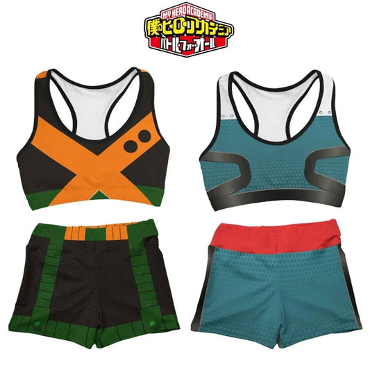 Anime My Hero Academia Midoriya Izuku Deku Bakugou Sports Vest Bra Shorts Suit Sport Swimsuit Two-piece Suit Cosplay Costume | Macchar Cosplay Catalogue