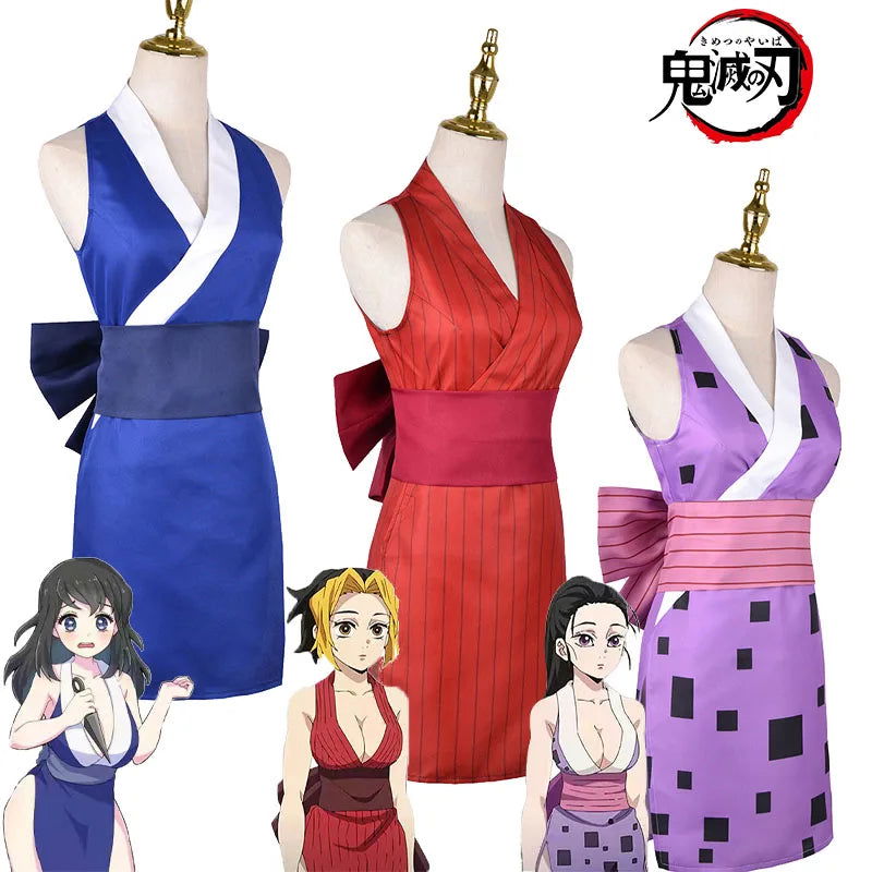 Anime Season 2 Suma Hinatsuru Makio Cosplay Costume Uzui Tengen Wives Uniform Sexy Dress Entertainment District Arc | Macchar Cosplay Catalogue