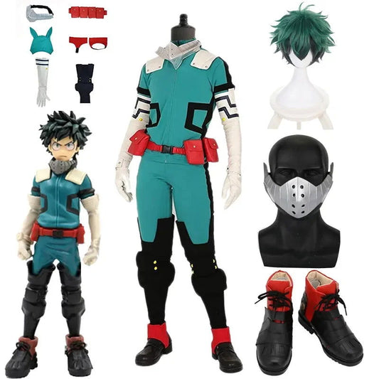 Midoriya Izuku Deku Battle Cosplay Costume Anime My Hero Academia Cosplay Boots Shoes Wig Unisex Jumpsuit Set For Halloween | Macchar Cosplay Catalogue