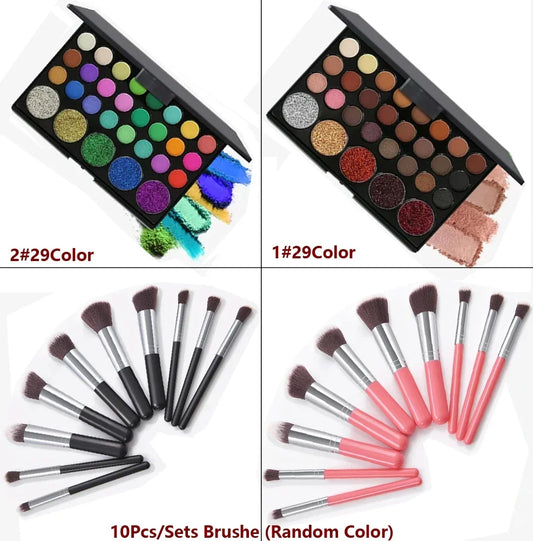 POPFEEL Contouring Punk Smoky Eyeshadow Palette Makeup Dark Black Pressed Glitter Eye Shadow Pigments Powder Cosmetics Brushes | Macchar Cosplay Catalogue