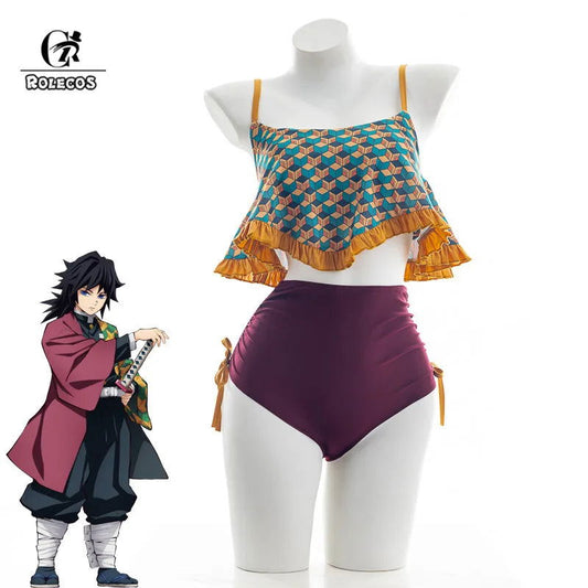 ROLECOS Anime Demon Slayer Swimsuit Cosplay Costume Tomioka Giyuu Cosplay Costume Sexy Women Swimwear Summertime Dress Halloween | Macchar Cosplay Catalogue